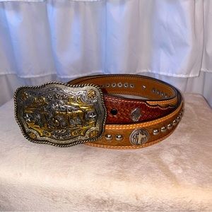 Cavender’s | Cowhide & Basketweave Western Belt | Size 40